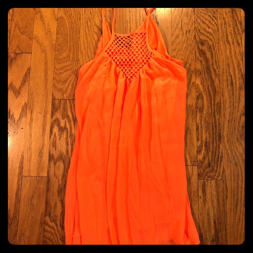 Orange chiffon like material with liner slip